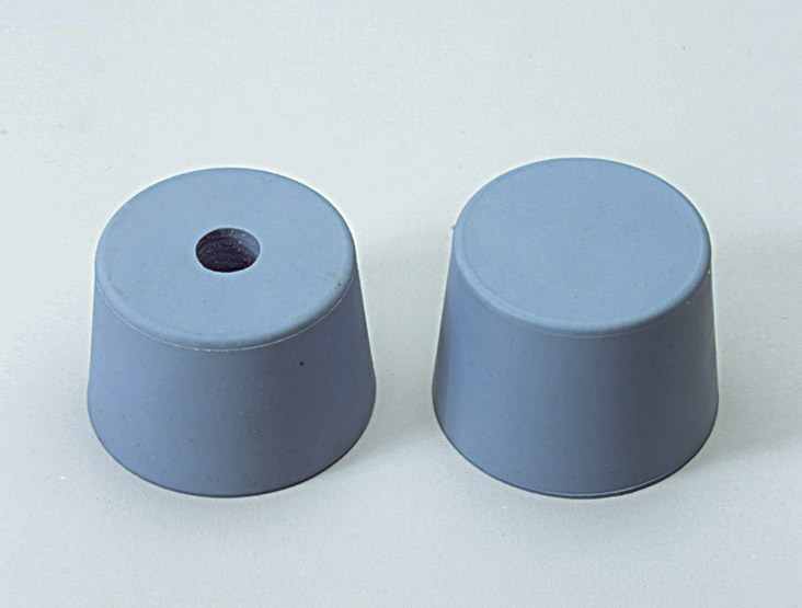 Gummistopfen, grau 60/50x45, mit Loch 17 mm