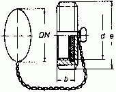 Blindmutter mit Knopf.Dichtscheibe + Kette DN 25