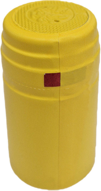 Schrumpfkapseln S 32,5/60 signalgelb. 1 Stange à 55 Stück, Preis pro 100 Stk.