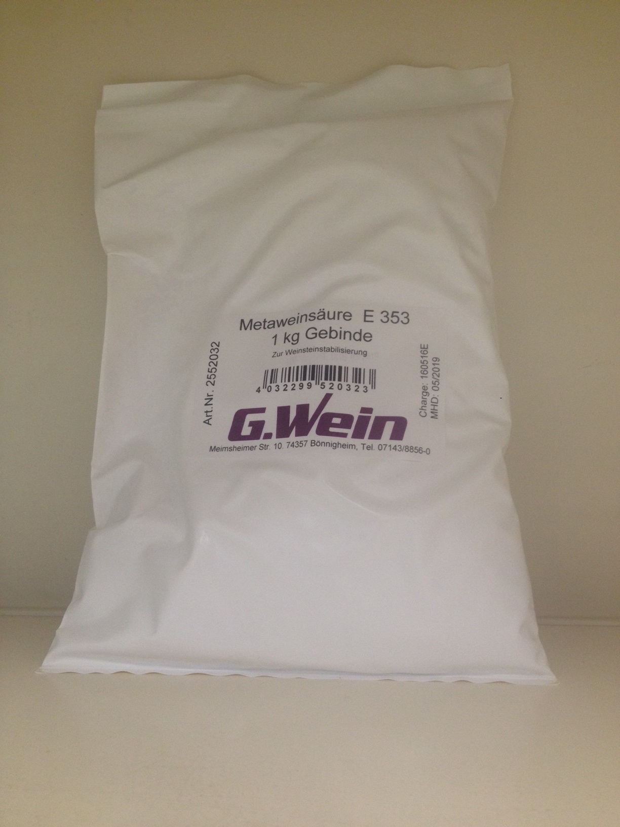 Metaweinsäure E353, 1 kg Gebinde