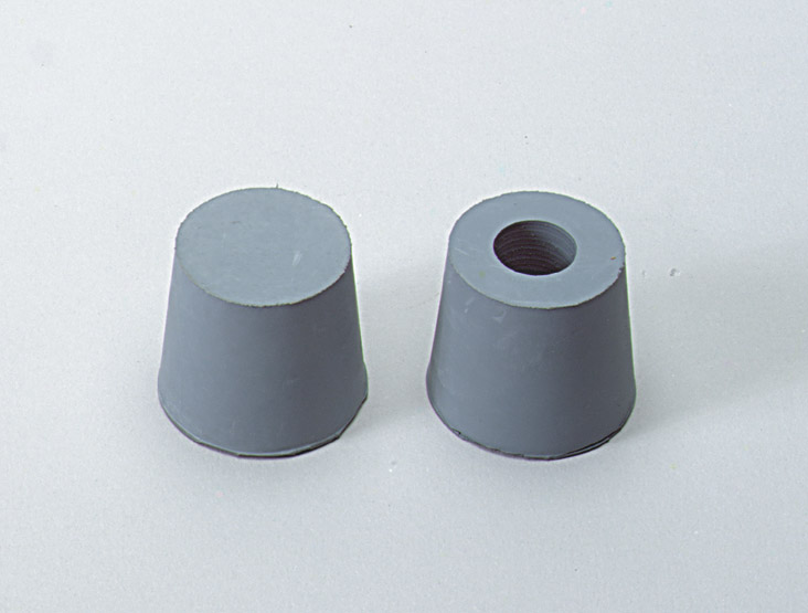 Gummistopfen, grau 34/28x30, mit Loch 9 mm